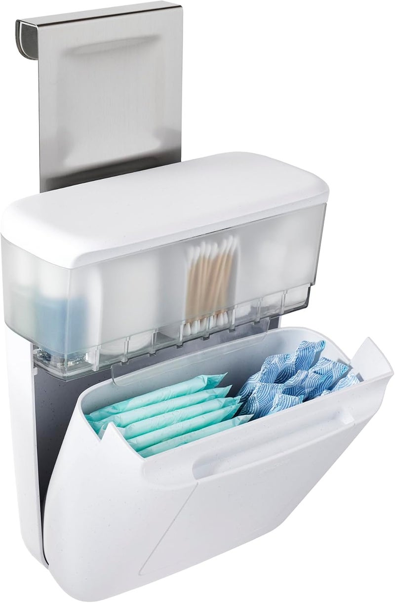 YouCopia DoorStash Toiletry Organizer, Hanging Bathroom Cabinet Door Organizer with 3 Adjustable Compartments and Covered Lid for Accessory Organization - Image 1
